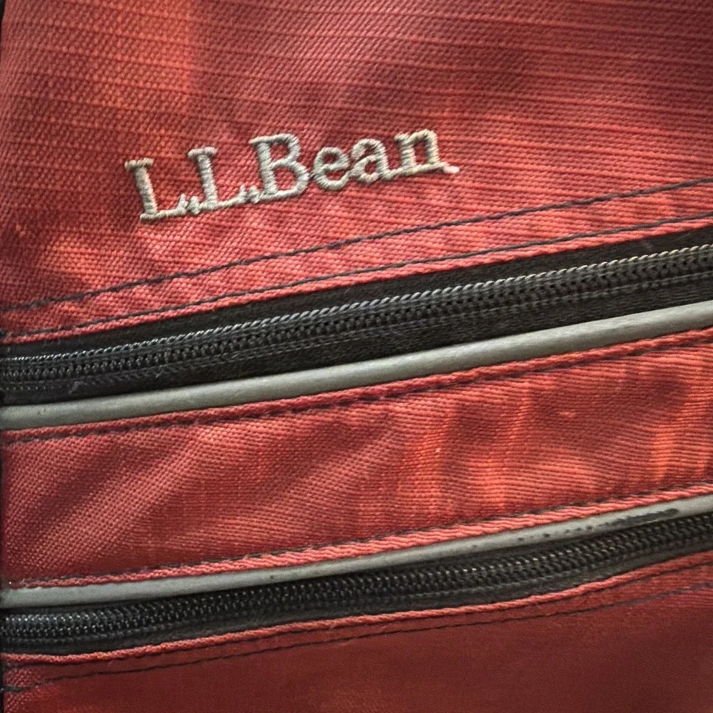 LL BEAN Vintage Super Deluxe Large Book Pack Backpack, Burgundy, Red Gray Travel